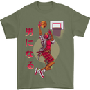 Samurai Basketball Player Mens T-Shirt Cotton Gildan Military Green