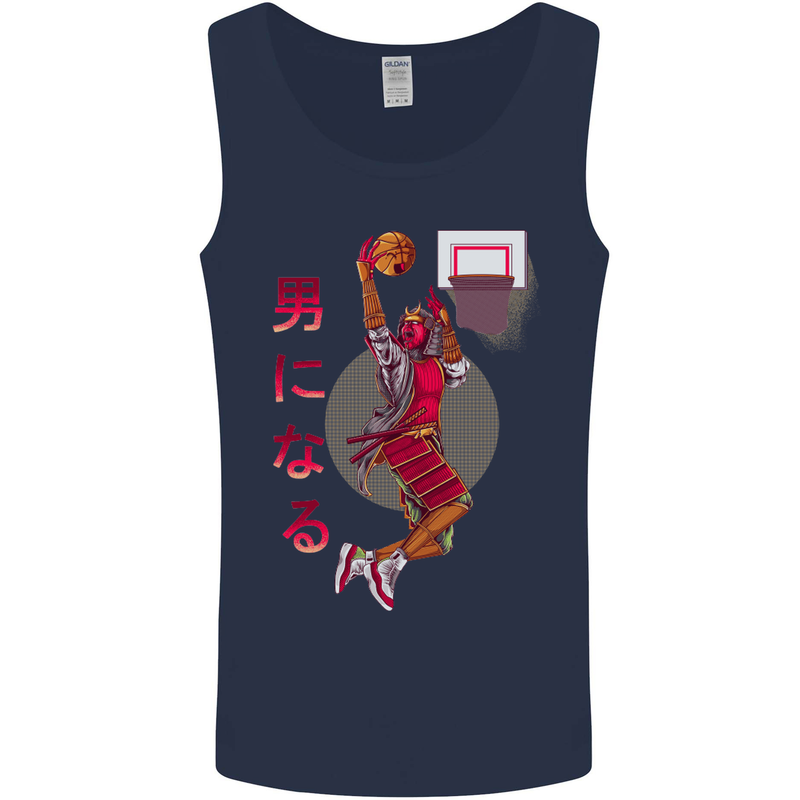 Samurai Basketball Player Mens Vest Tank Top Navy Blue