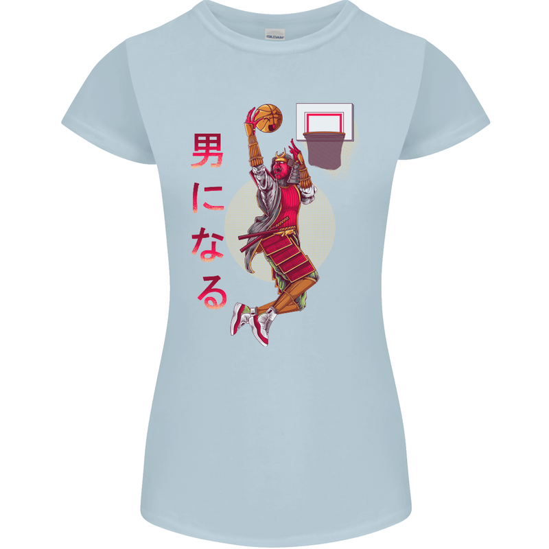 Samurai Basketball Player Womens Petite Cut T-Shirt Light Blue