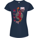 Samurai Basketball Player Womens Petite Cut T-Shirt Navy Blue