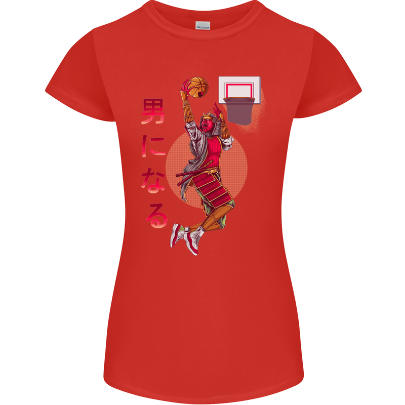 Samurai Basketball Player Womens Petite Cut T-Shirt Red
