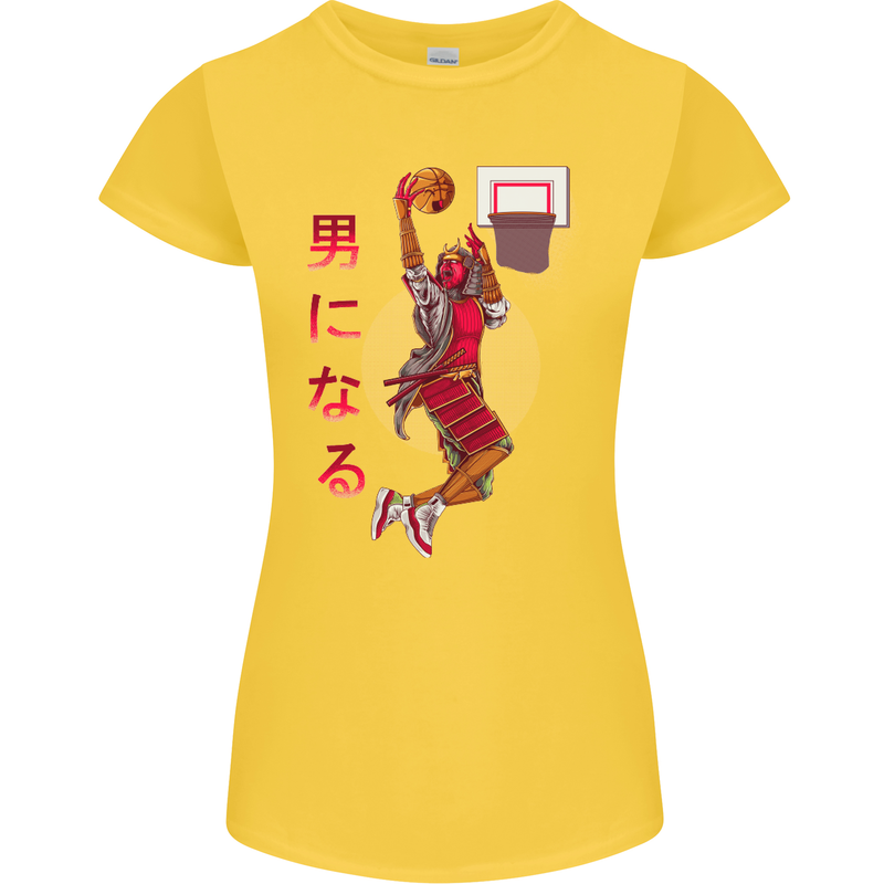 Samurai Basketball Player Womens Petite Cut T-Shirt Yellow