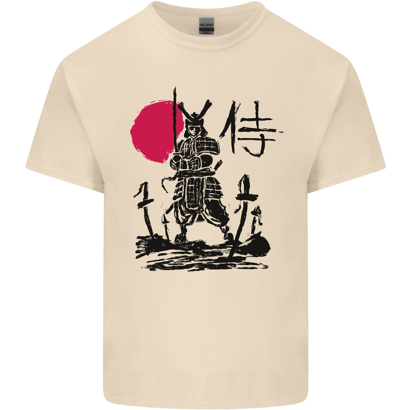 Samurai Battle MMA Kenjutsu Kendo Iaido Mens Cotton T-Shirt Tee Top Natural