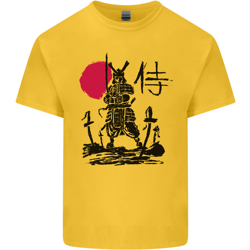 Samurai Battle MMA Kenjutsu Kendo Iaido Mens Cotton T-Shirt Tee Top Yellow