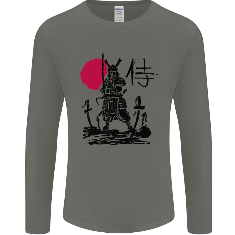Samurai Battle MMA Kenjutsu Kendo Iaido Mens Long Sleeve T-Shirt Charcoal
