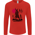 Samurai Battle MMA Kenjutsu Kendo Iaido Mens Long Sleeve T-Shirt Red