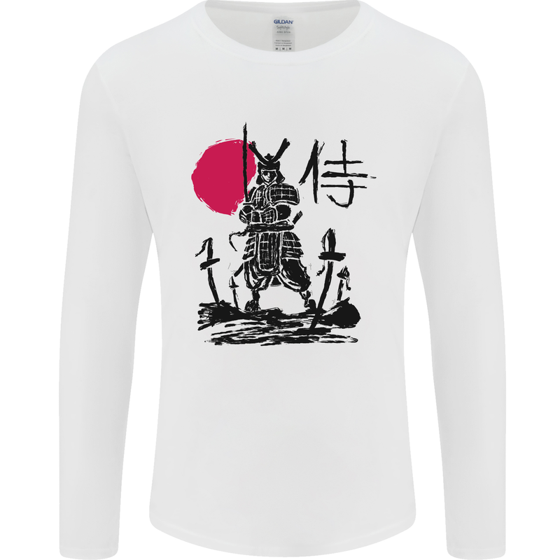 Samurai Battle MMA Kenjutsu Kendo Iaido Mens Long Sleeve T-Shirt White