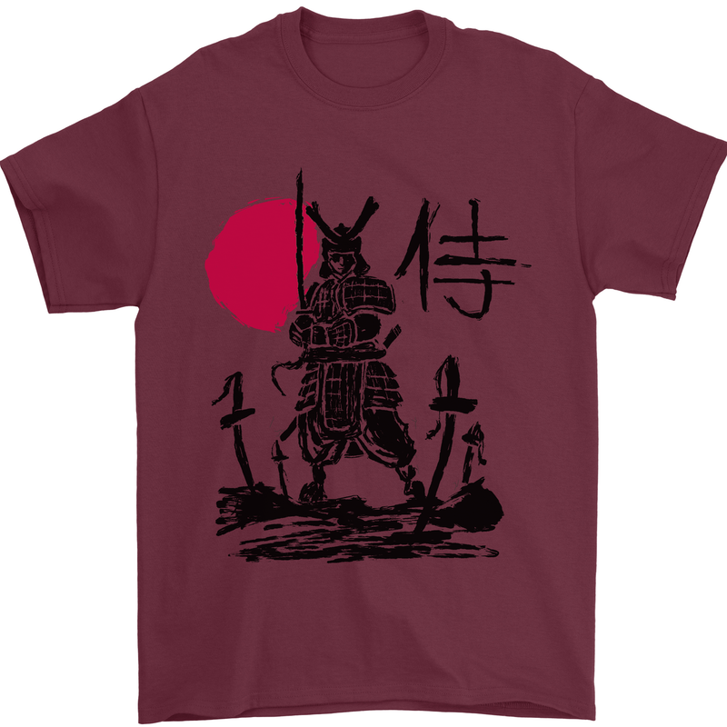 Samurai Battle MMA Kenjutsu Kendo Iaido Mens T-Shirt 100% Cotton Maroon