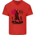 Samurai Battle MMA Kenjutsu Kendo Iaido Mens V-Neck Cotton T-Shirt Red