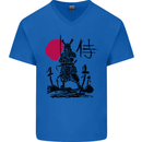 Samurai Battle MMA Kenjutsu Kendo Iaido Mens V-Neck Cotton T-Shirt Royal Blue