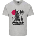 Samurai Battle MMA Kenjutsu Kendo Iaido Mens V-Neck Cotton T-Shirt Sports Grey