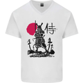 Samurai Battle MMA Kenjutsu Kendo Iaido Mens V-Neck Cotton T-Shirt White