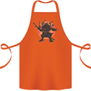 Samurai Cthulhu Kraken Cotton Apron 100% Organic Orange