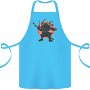 Samurai Cthulhu Kraken Cotton Apron 100% Organic Turquoise