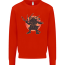 Samurai Cthulhu Kraken Kids Sweatshirt Jumper Bright Red