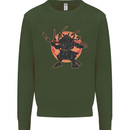 Samurai Cthulhu Kraken Kids Sweatshirt Jumper Forest Green