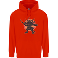 Samurai Cthulhu Kraken Mens 80% Cotton Hoodie Bright Red
