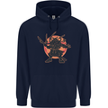 Samurai Cthulhu Kraken Mens 80% Cotton Hoodie Navy Blue