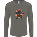Samurai Cthulhu Kraken Mens Long Sleeve T-Shirt Charcoal