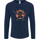 Samurai Cthulhu Kraken Mens Long Sleeve T-Shirt Navy Blue