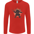 Samurai Cthulhu Kraken Mens Long Sleeve T-Shirt Red