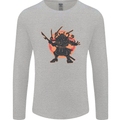 Samurai Cthulhu Kraken Mens Long Sleeve T-Shirt Sports Grey
