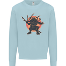 Samurai Cthulhu Kraken Mens Sweatshirt Jumper Light Blue