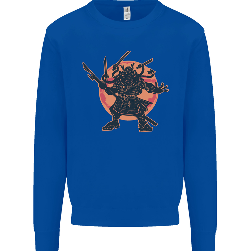 Samurai Cthulhu Kraken Mens Sweatshirt Jumper Royal Blue