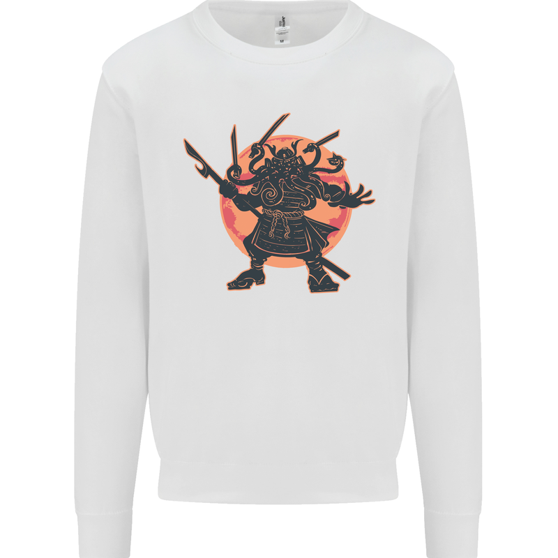 Samurai Cthulhu Kraken Mens Sweatshirt Jumper White