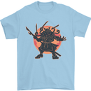 Samurai Cthulhu Kraken Mens T-Shirt Cotton Gildan Light Blue