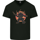 Samurai Cthulhu Kraken Mens V-Neck Cotton T-Shirt Black