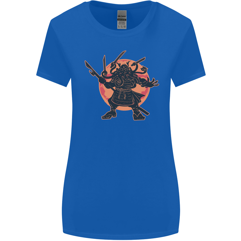 Samurai Cthulhu Kraken Womens Wider Cut T-Shirt Royal Blue