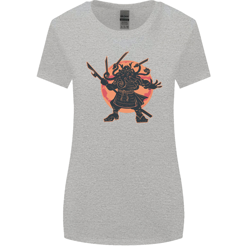 Samurai Cthulhu Kraken Womens Wider Cut T-Shirt Sports Grey