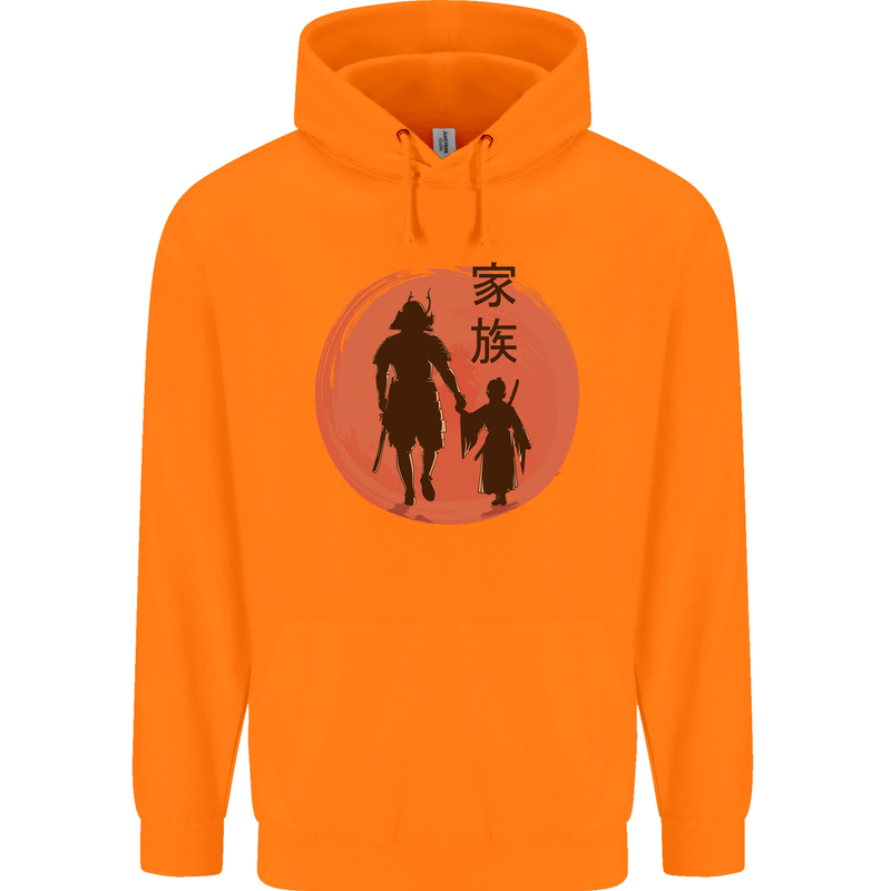 Samurai Dad Son Fathers Day MMA Martial Arts Childrens Kids Hoodie Orange