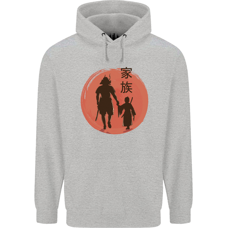 Samurai Dad Son Fathers Day MMA Martial Arts Childrens Kids Hoodie Sports Grey