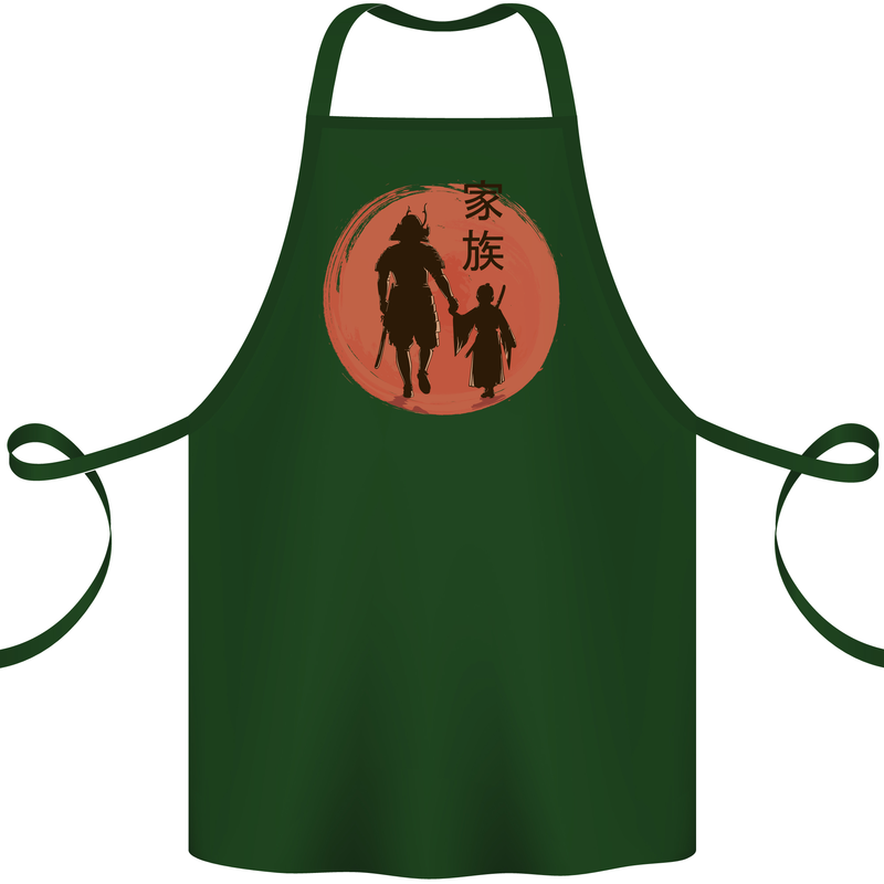 Samurai Dad Son Fathers Day MMA Martial Arts Cotton Apron 100% Organic Forest Green