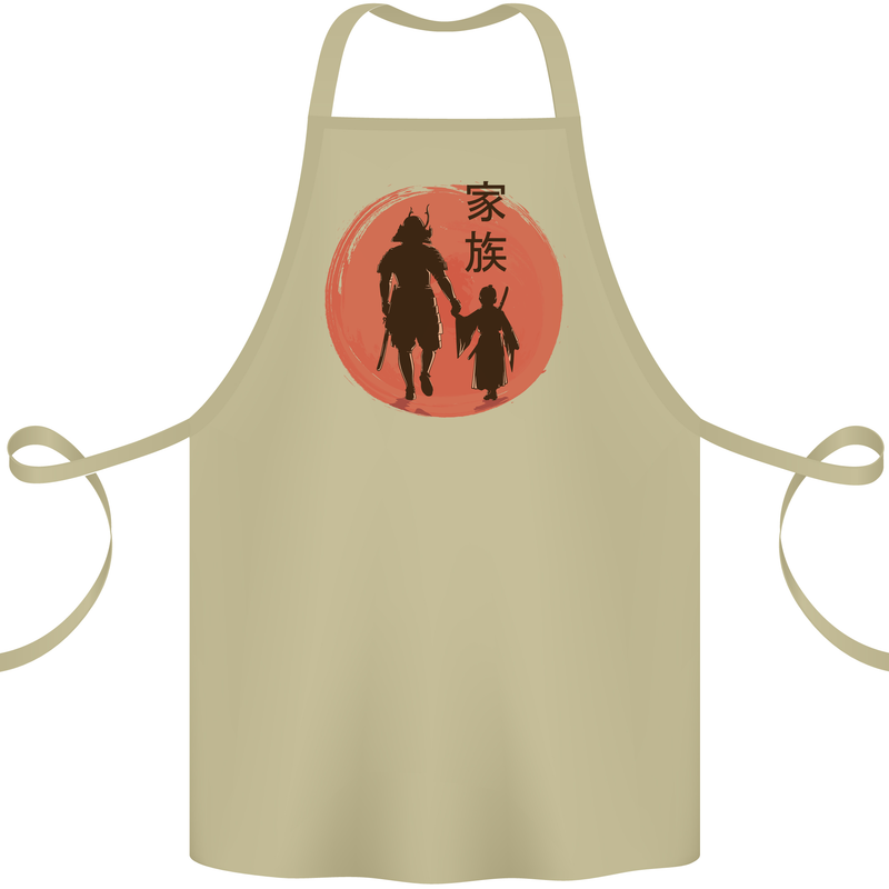 Samurai Dad Son Fathers Day MMA Martial Arts Cotton Apron 100% Organic Khaki