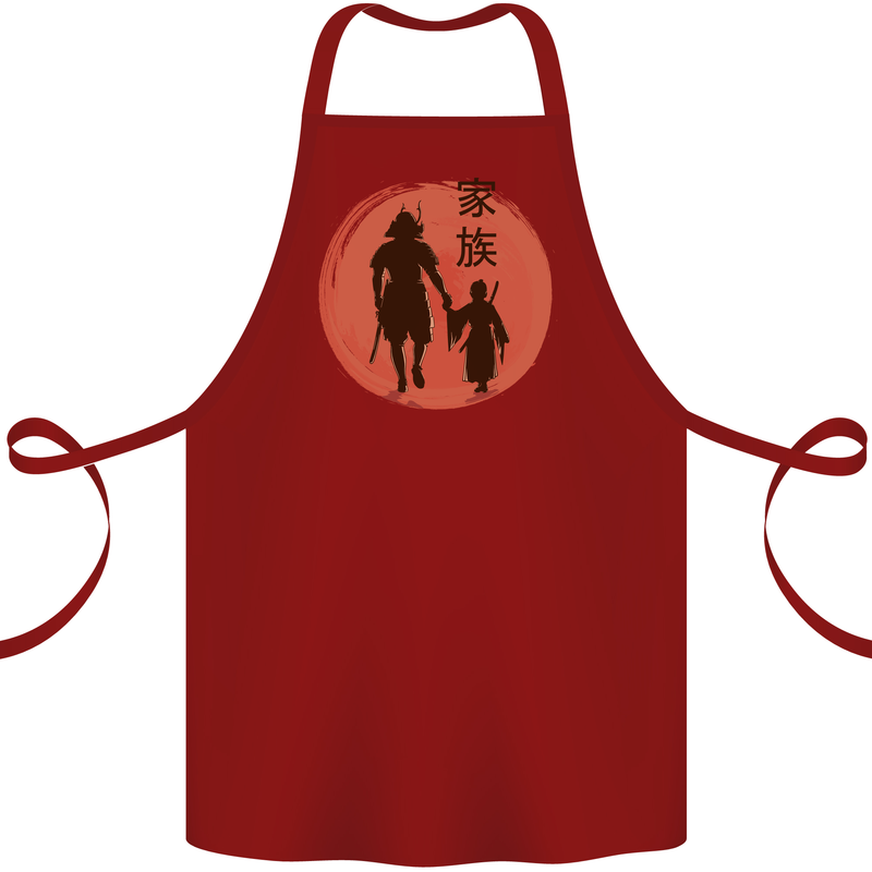 Samurai Dad Son Fathers Day MMA Martial Arts Cotton Apron 100% Organic Maroon