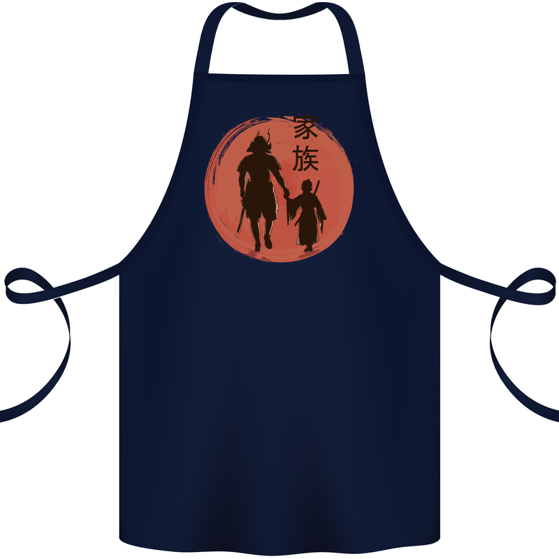 Samurai Dad Son Fathers Day MMA Martial Arts Cotton Apron 100% Organic Navy Blue
