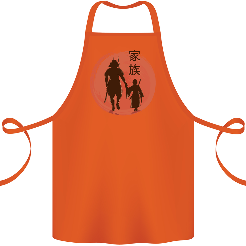 Samurai Dad Son Fathers Day MMA Martial Arts Cotton Apron 100% Organic Orange