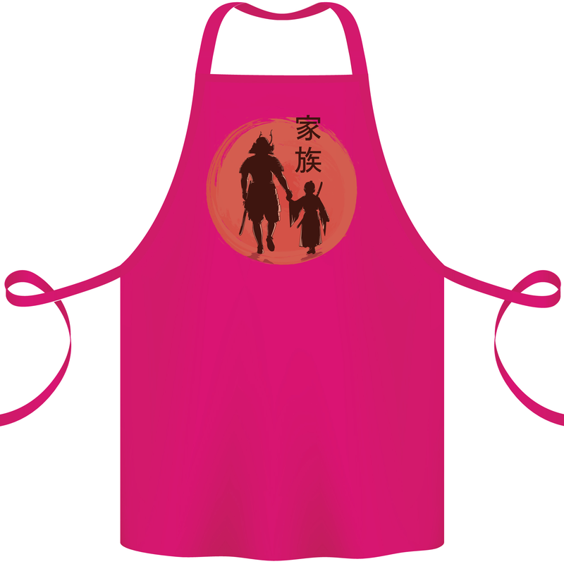 Samurai Dad Son Fathers Day MMA Martial Arts Cotton Apron 100% Organic Pink