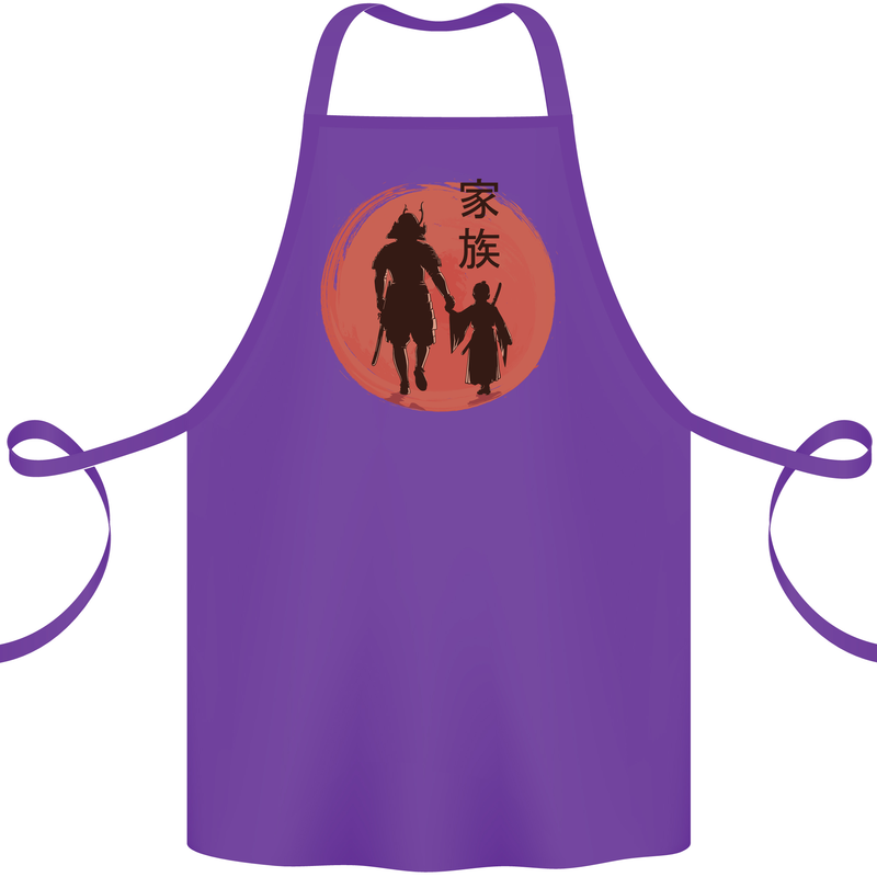 Samurai Dad Son Fathers Day MMA Martial Arts Cotton Apron 100% Organic Purple