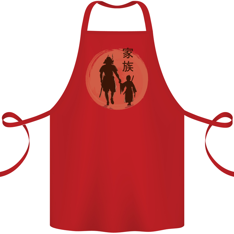 Samurai Dad Son Fathers Day MMA Martial Arts Cotton Apron 100% Organic Red