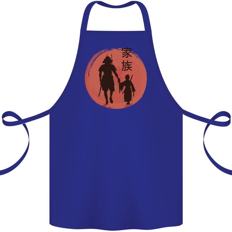 Samurai Dad Son Fathers Day MMA Martial Arts Cotton Apron 100% Organic Royal Blue