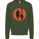 Samurai Dad Son Fathers Day MMA Martial Arts Kids Sweatshirt Jumper Forest Green