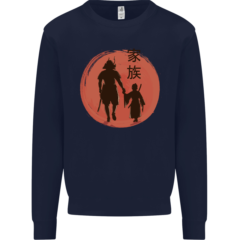 Samurai Dad Son Fathers Day MMA Martial Arts Mens Sweatshirt Jumper Navy Blue