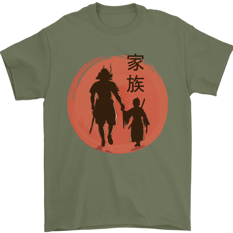 Samurai Dad Son Fathers Day MMA Martial Arts Mens T-Shirt 100% Cotton Military Green
