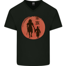 Samurai Dad Son Fathers Day MMA Martial Arts Mens V-Neck Cotton T-Shirt Black