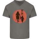 Samurai Dad Son Fathers Day MMA Martial Arts Mens V-Neck Cotton T-Shirt Charcoal