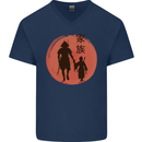 Samurai Dad Son Fathers Day MMA Martial Arts Mens V-Neck Cotton T-Shirt Navy Blue